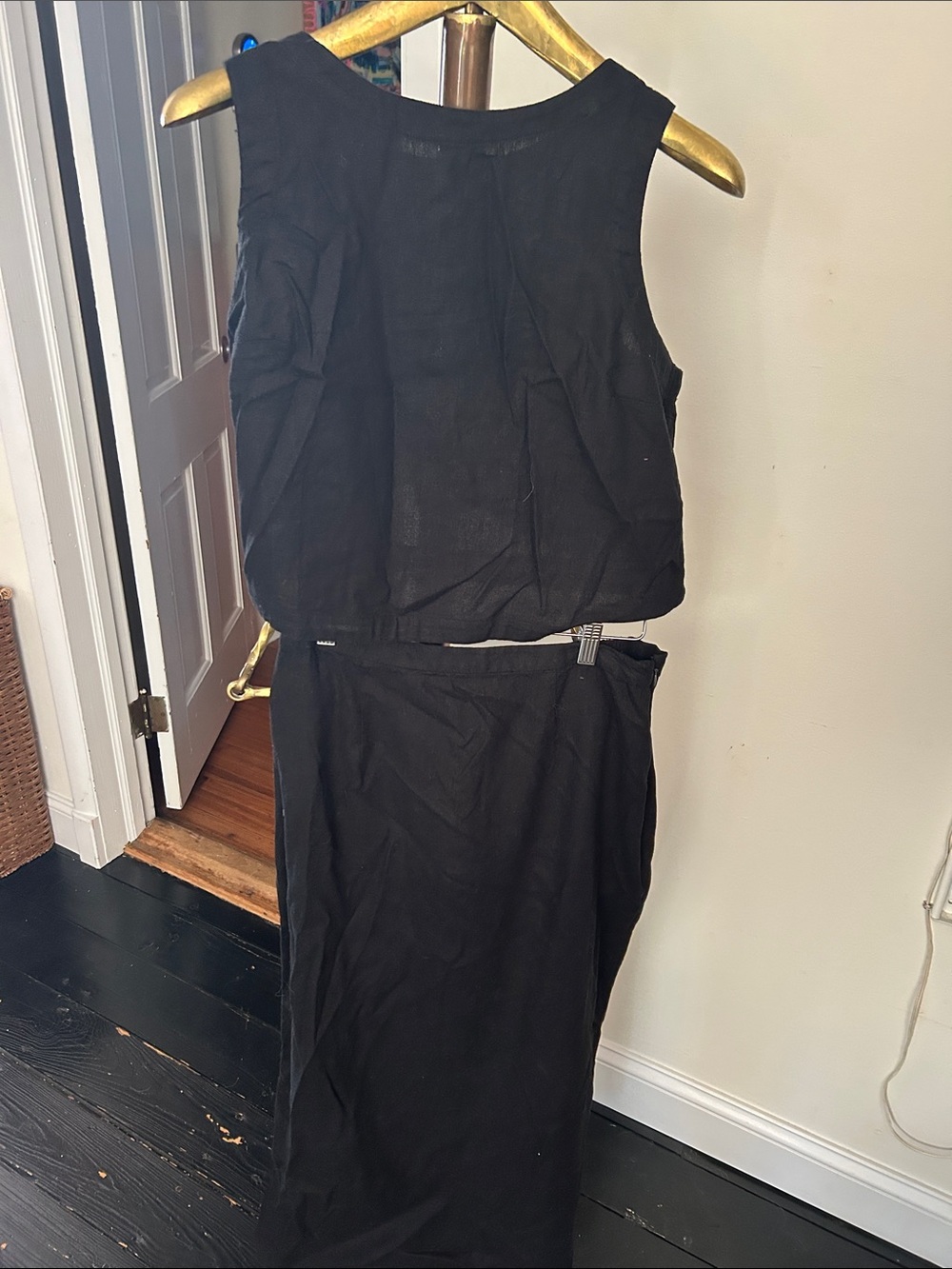 Black Two-Piece Crop Top and Skirt Set